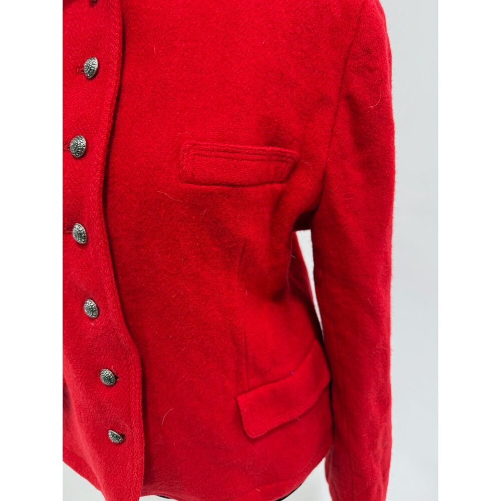 vintage red wool mandarin collar blazer w/ silver buttons - Picture 3 of 10